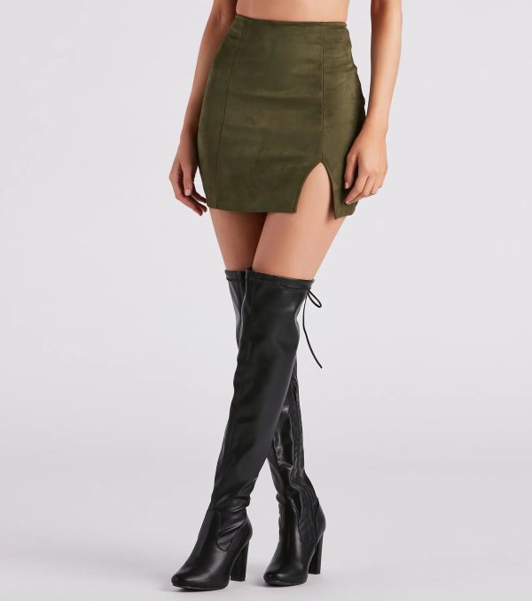 Fashionista High Waist Faux Suede Mini Skirt - Image 29