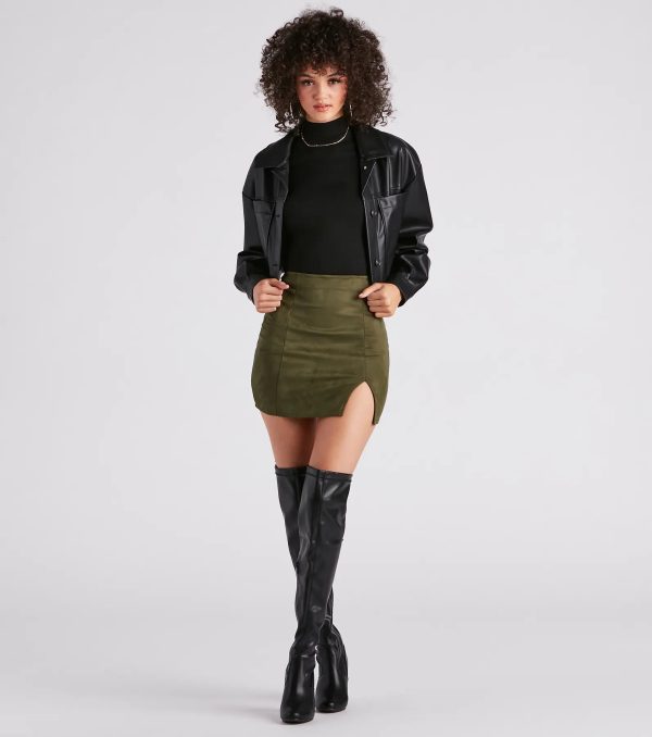 Fashionista High Waist Faux Suede Mini Skirt - Image 30