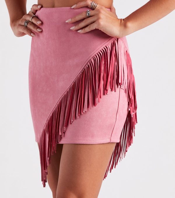 Cowgirl-Chic Fringe Mini Skirt - Image 2