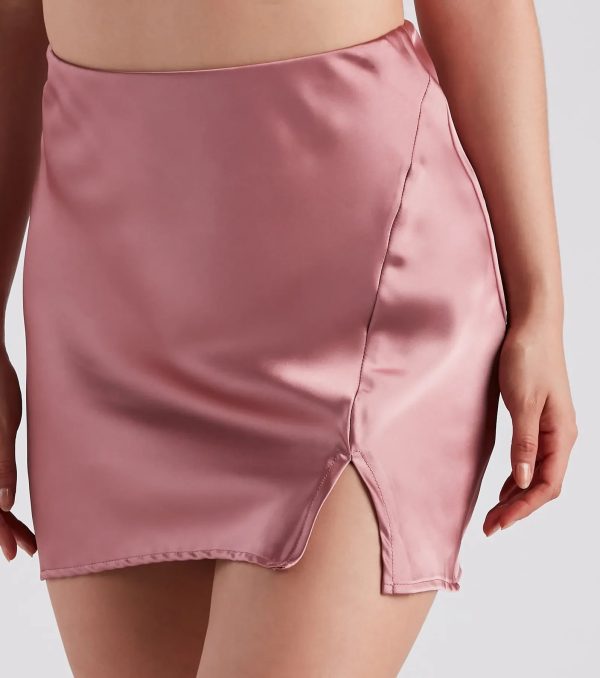 Smooth In Satin Slit Mini Skirt - Image 4