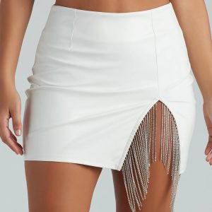Total Glam Girl Rhinestone Fringe Mini Skirt