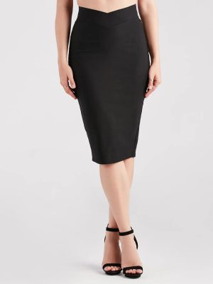 Chic And Snatched Woven Pencil Skirt