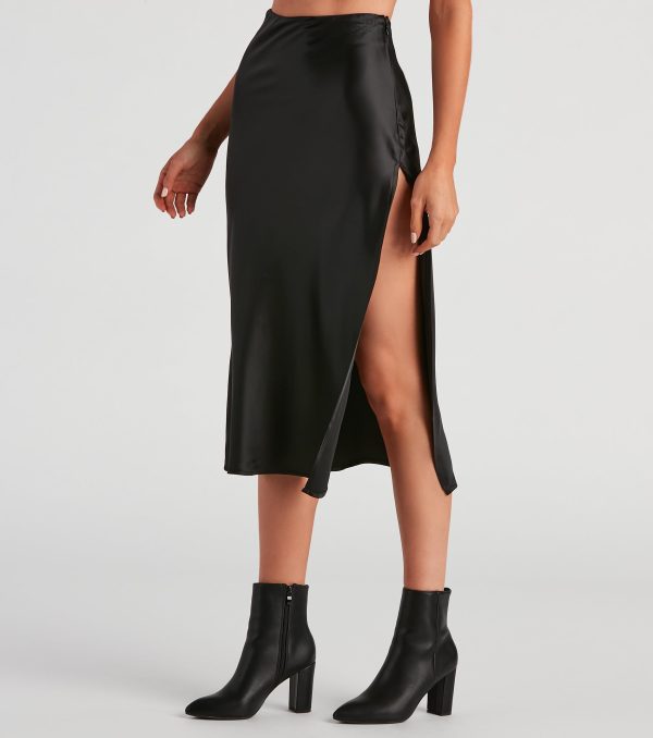 Lavish Life Satin Slit Midi Skirt - Image 6
