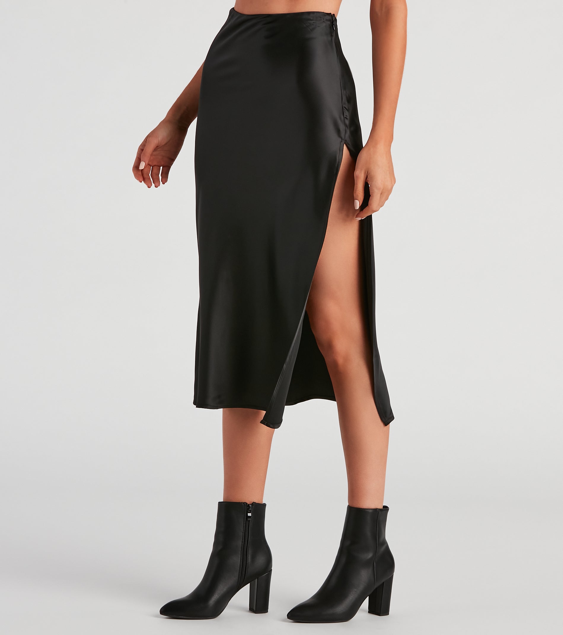 Lavish Life Satin Slit Midi Skirt - Image 6