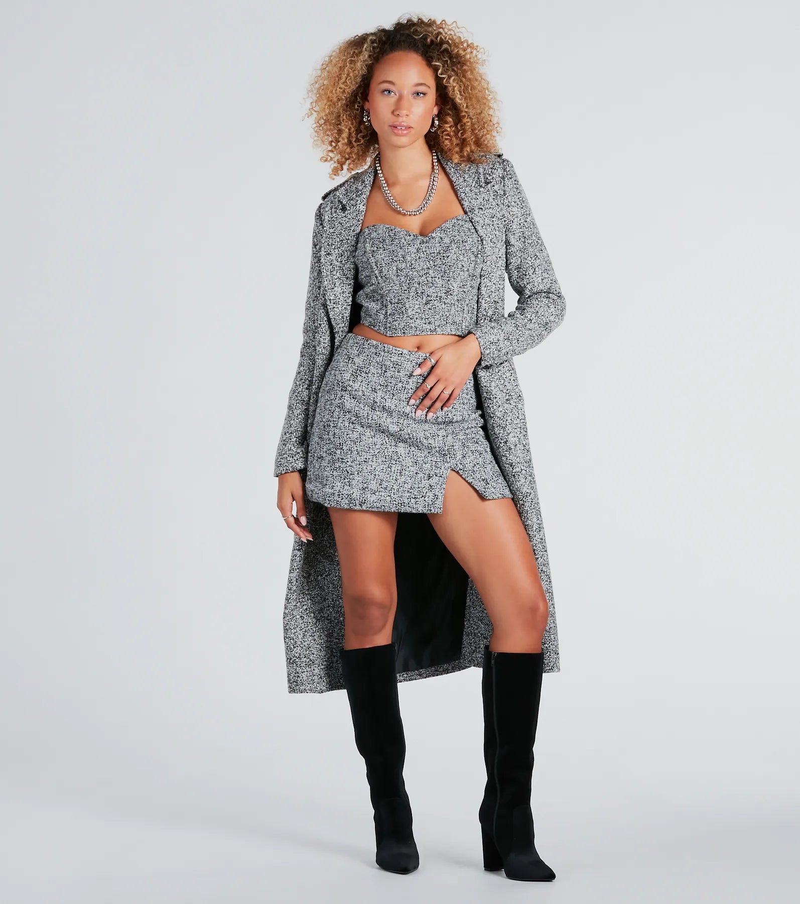 Make The Rules Tweed Woven Mini Skirt - Image 2