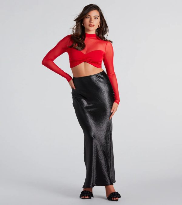 Iconic Sheen Crinkle Satin Maxi Skirt - Image 6