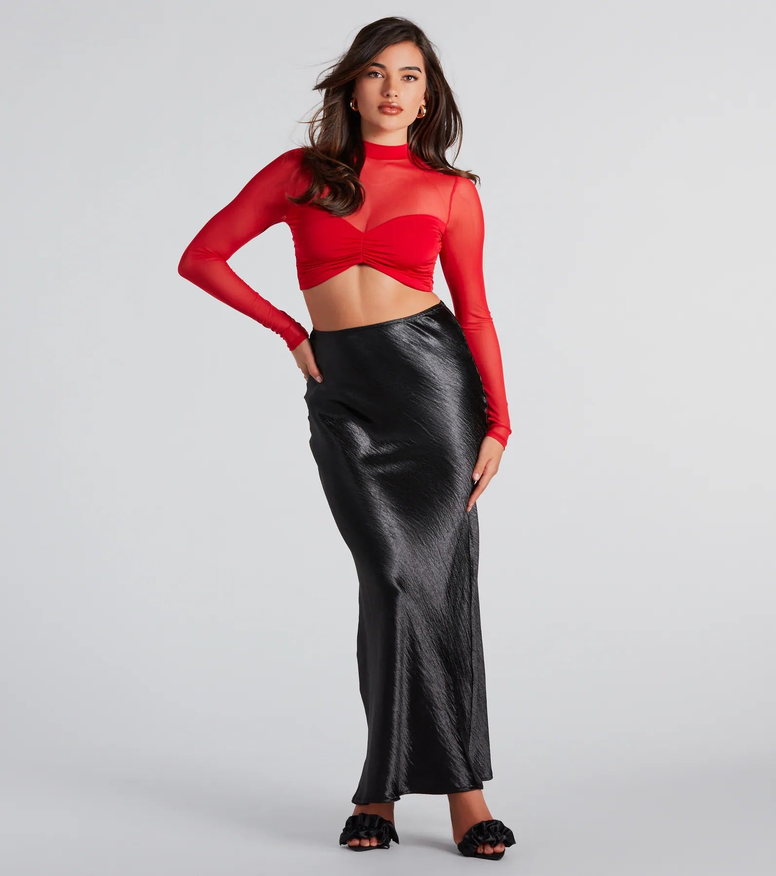 Iconic Sheen Crinkle Satin Maxi Skirt - Image 6