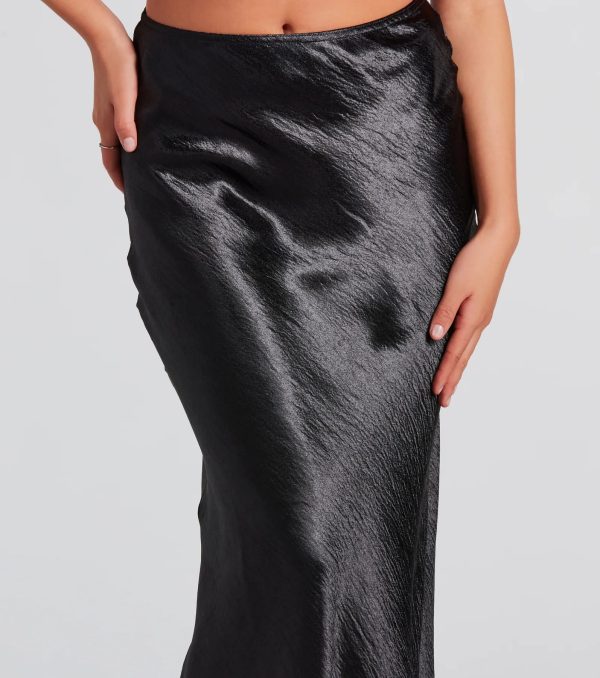 Iconic Sheen Crinkle Satin Maxi Skirt - Image 8