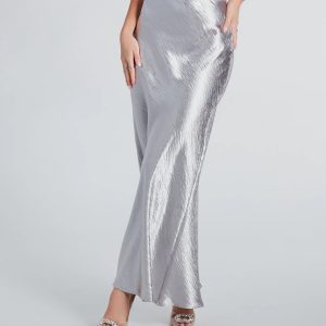 Iconic Sheen Crinkle Satin Maxi Skirt