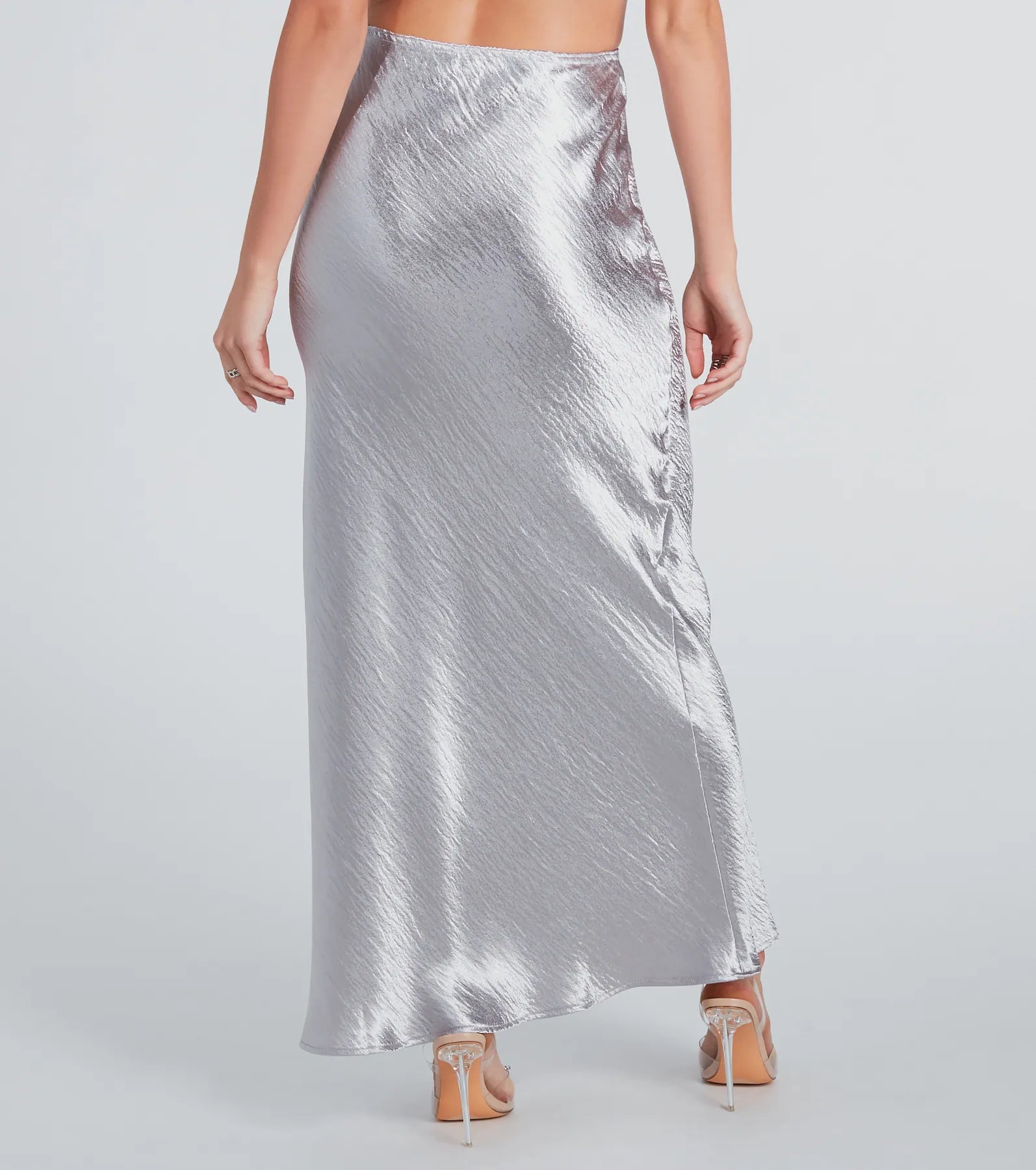 Iconic Sheen Crinkle Satin Maxi Skirt - Image 3