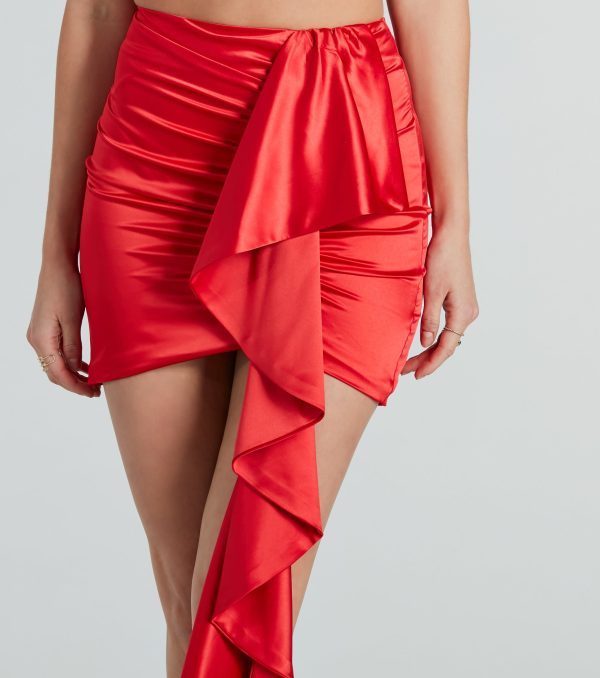 Beauty In A Bottle Satin Ruffle Mini Skirt - Image 2