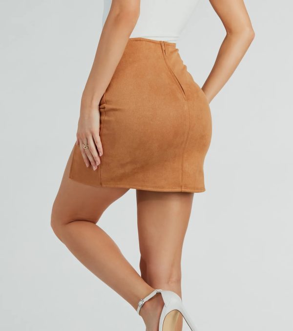 Fashionista High Waist Faux Suede Mini Skirt - Image 2