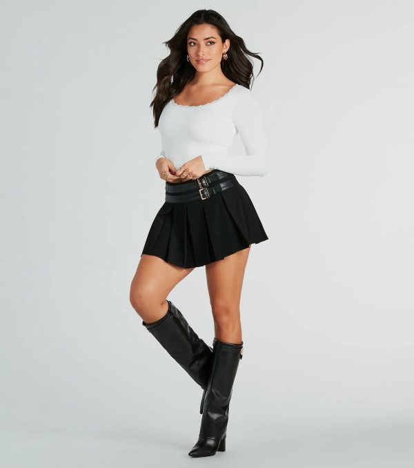 Play Time Double Belt Woven Mini Skirt - Image 2