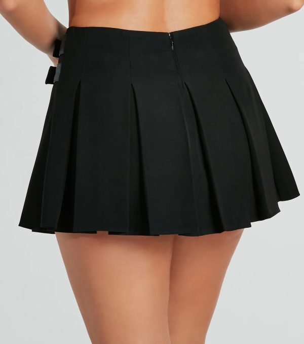 Play Time Double Belt Woven Mini Skirt - Image 3