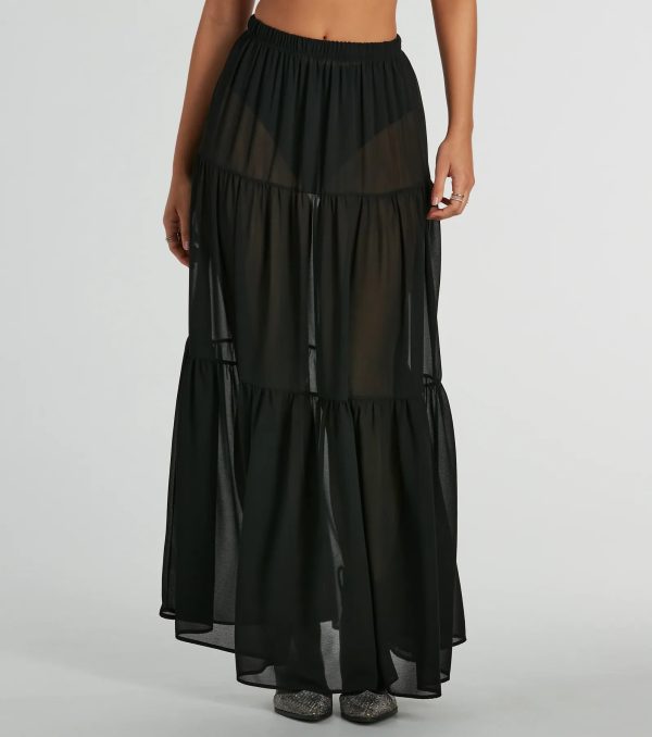 Sittin' Pretty Tiered Chiffon Maxi Skirt - Image 2
