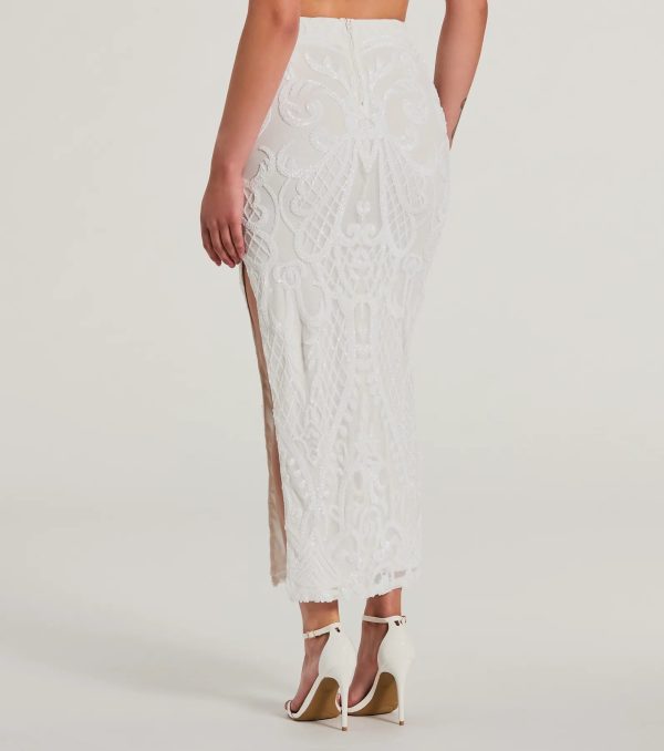 Let It Shine Sequin High Slit Midi Skirt - Image 2