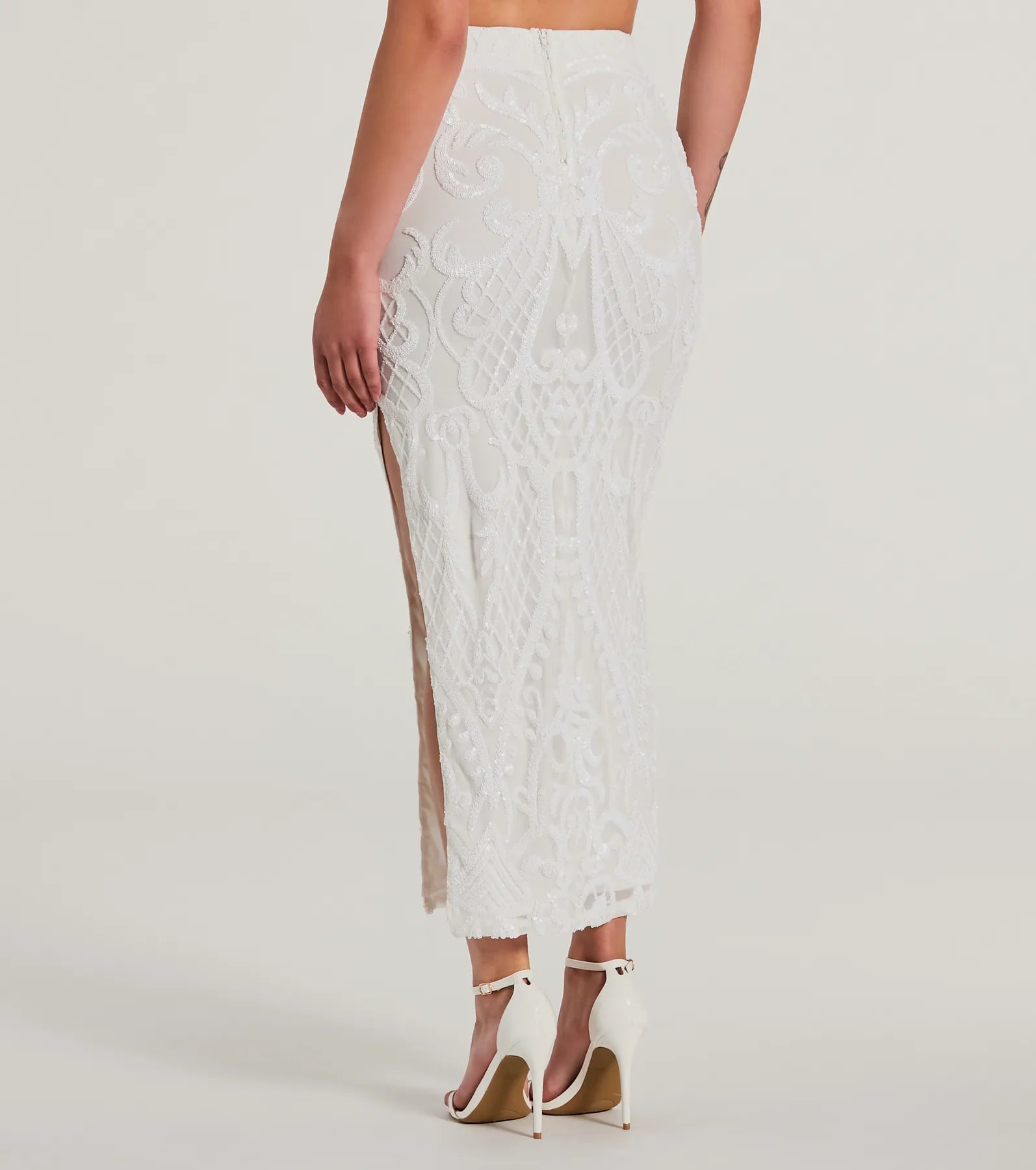 Let It Shine Sequin High Slit Midi Skirt - Image 2