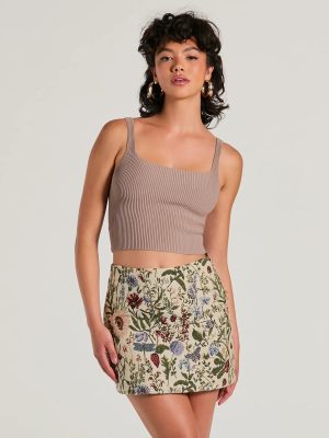 Striking Bliss High-Rise Floral Tapestry Mini Skirt