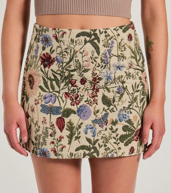 Striking Bliss High-Rise Floral Tapestry Mini Skirt - Image 3