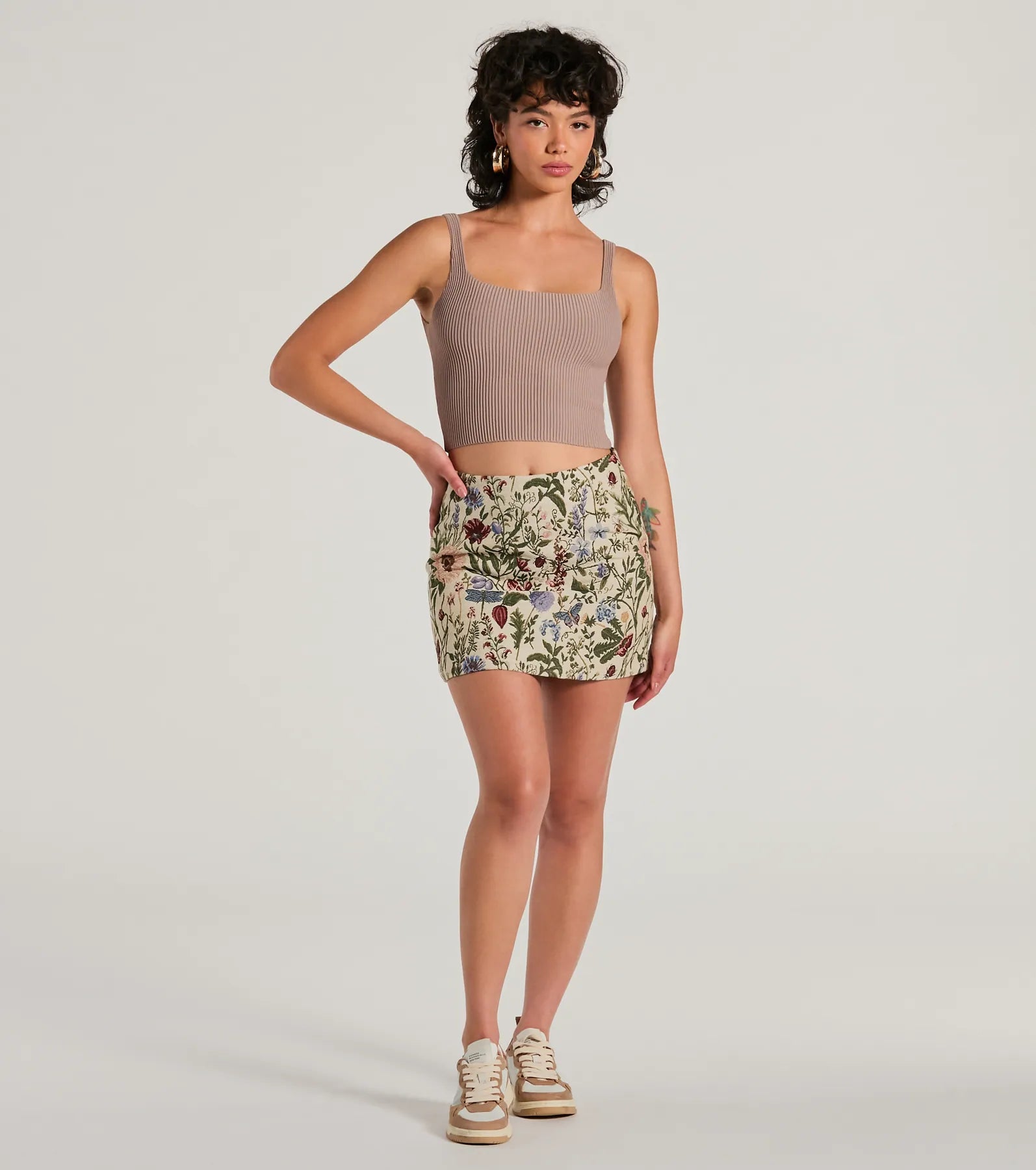 Striking Bliss High-Rise Floral Tapestry Mini Skirt - Image 4