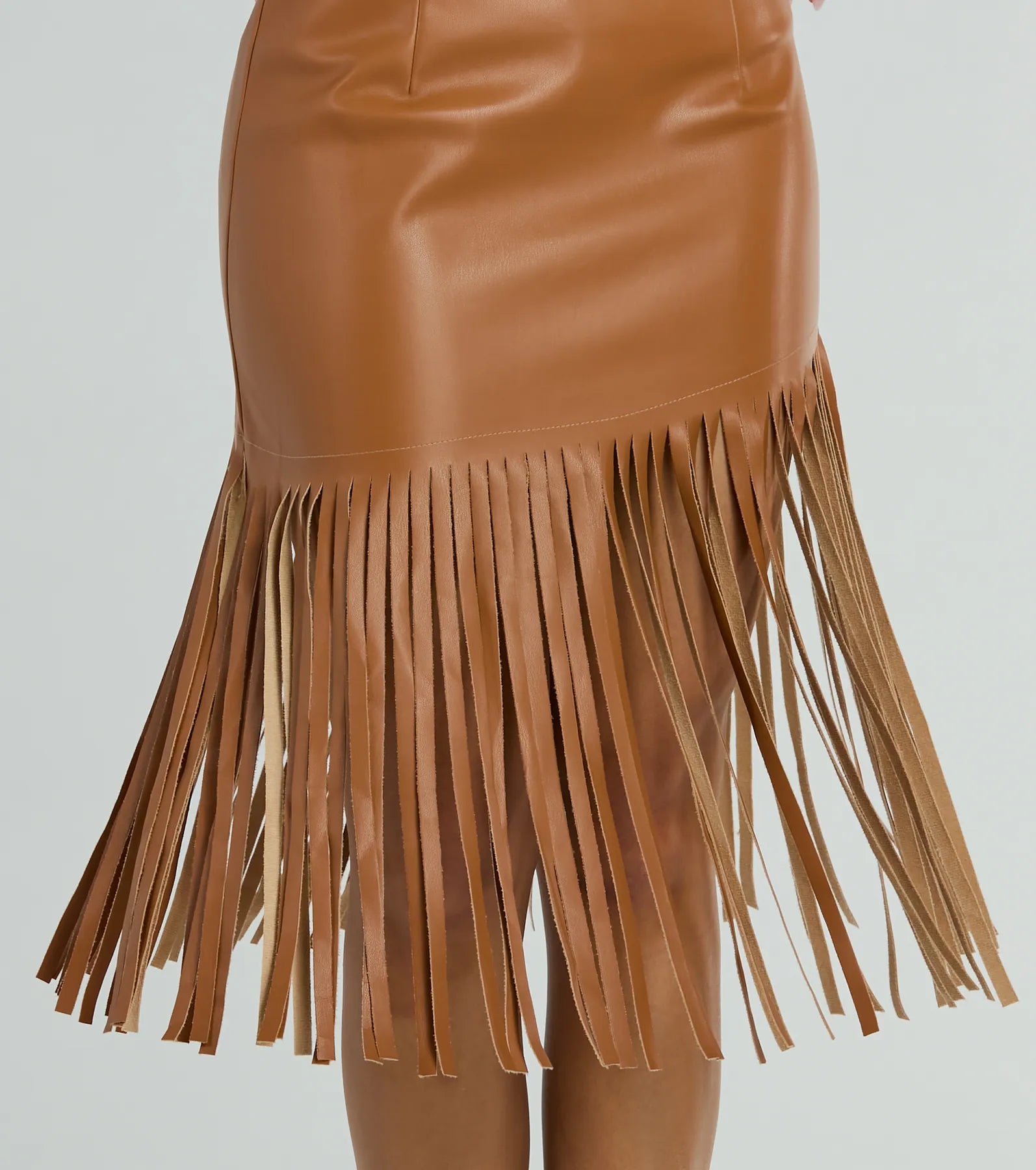Country Songs Fringe Faux Leather Midi Skirt - Image 4