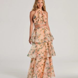Gorgeous Perfection Ruffled Floral Chiffon Maxi Skirt