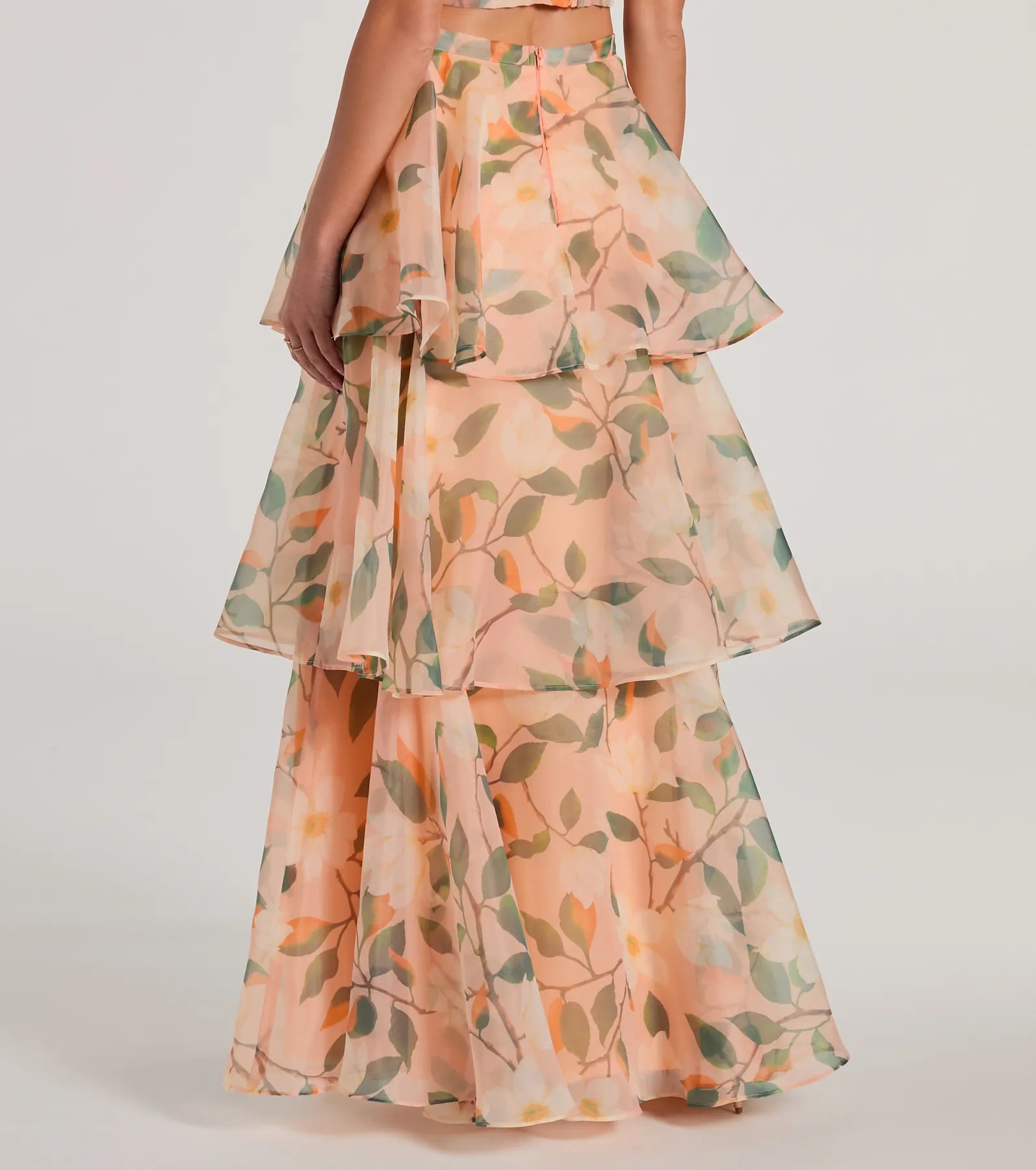 Gorgeous Perfection Ruffled Floral Chiffon Maxi Skirt - Image 2
