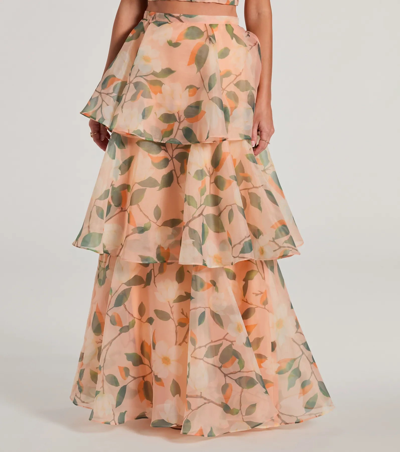 Gorgeous Perfection Ruffled Floral Chiffon Maxi Skirt - Image 4