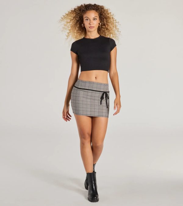 Posh Cutie Bow Trim Plaid Mini Skirt - Image 3