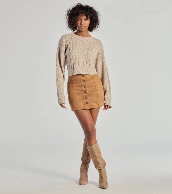 Darling Details Button Down Faux Suede Mini Skirt - Image 3