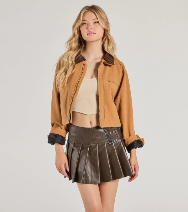 City Chic Faux Leather Pleated Mini Skirt - Image 4