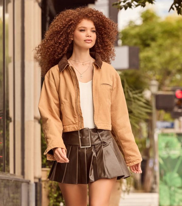 City Chic Faux Leather Pleated Mini Skirt - Image 5