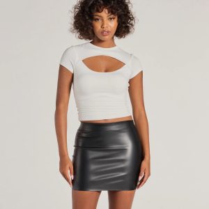 Sultry Sleek Faux Leather Bodycon Mini Skirt