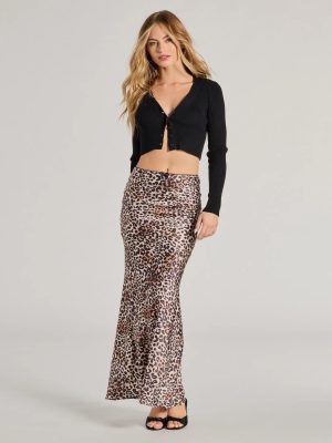 It-Girl Chic Leopard Print Satin Maxi Skirt