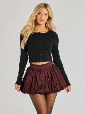 Luxe Charm Taffeta Bubble Mini Skirt