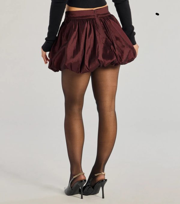 Luxe Charm Taffeta Bubble Mini Skirt - Image 2