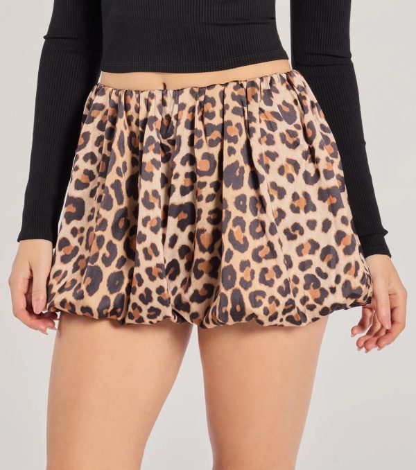 Adorable Fave Leopard Satin Mini Bubble Skirt - Image 4