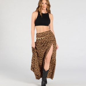On The Prowl High-Rise Slit Leopard Maxi Skirt