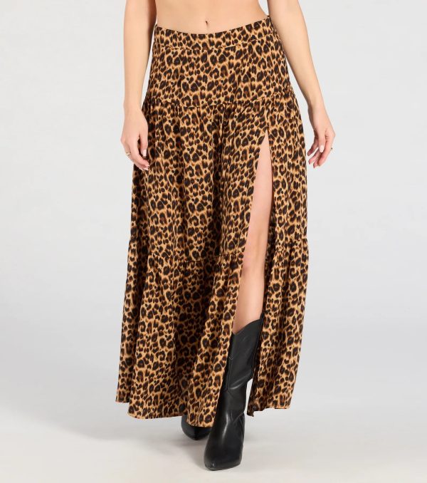On The Prowl High-Rise Slit Leopard Maxi Skirt - Image 4