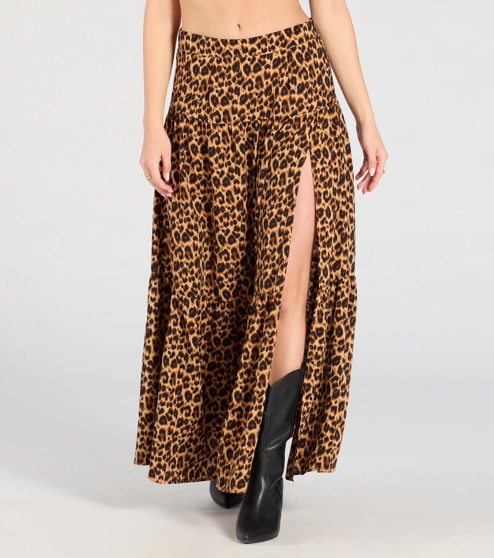 On The Prowl High-Rise Slit Leopard Maxi Skirt - Image 4