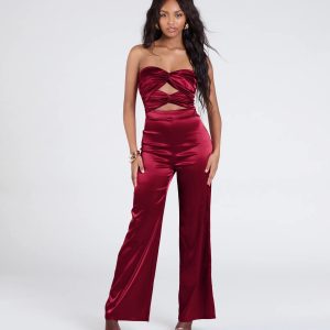 Looking Luxe Cutout Satin Wide-Leg Jumpsuit