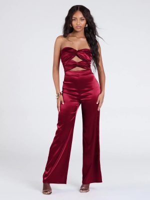 Looking Luxe Cutout Satin Wide-Leg Jumpsuit