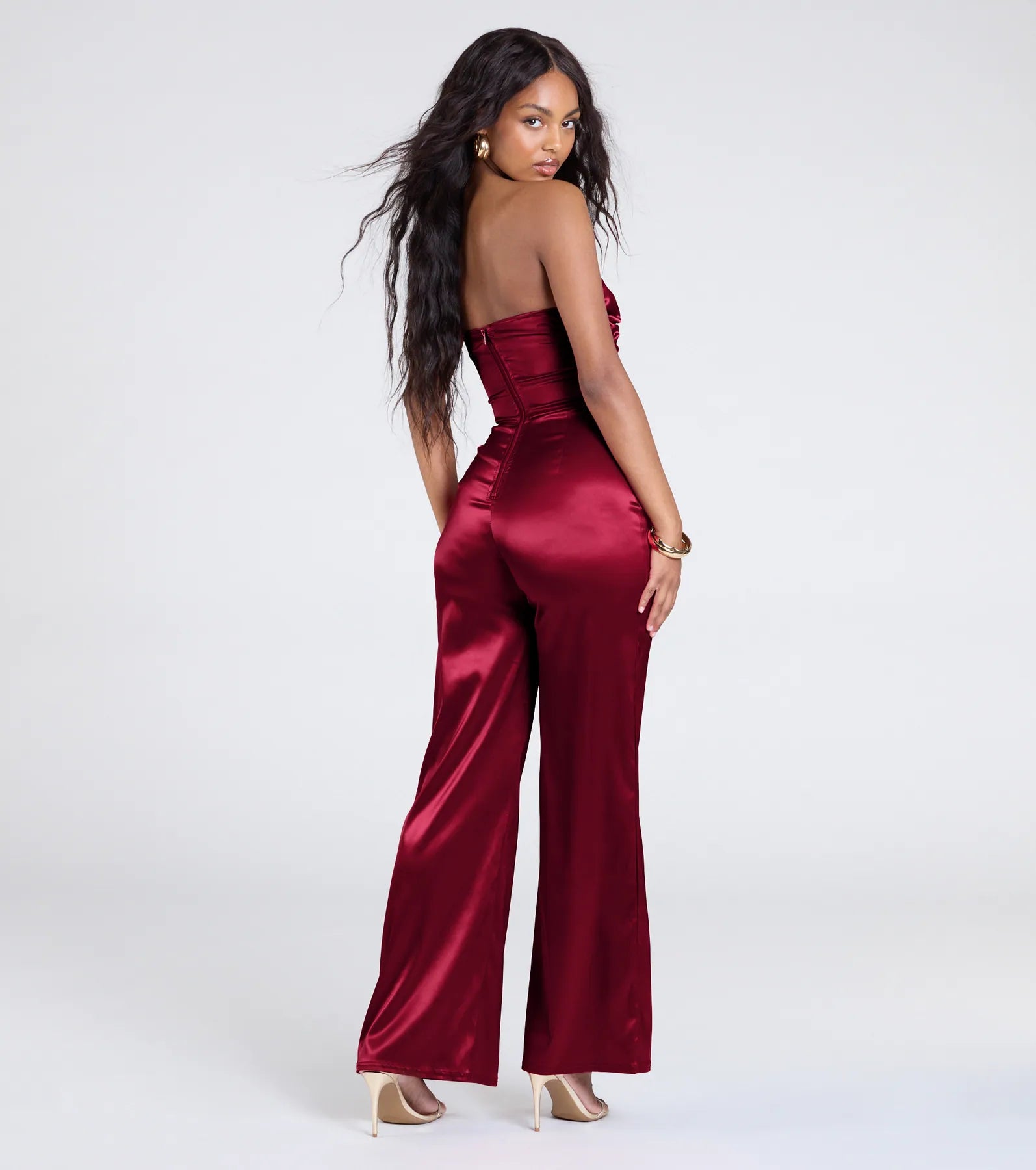 Looking Luxe Cutout Satin Wide-Leg Jumpsuit - Image 2