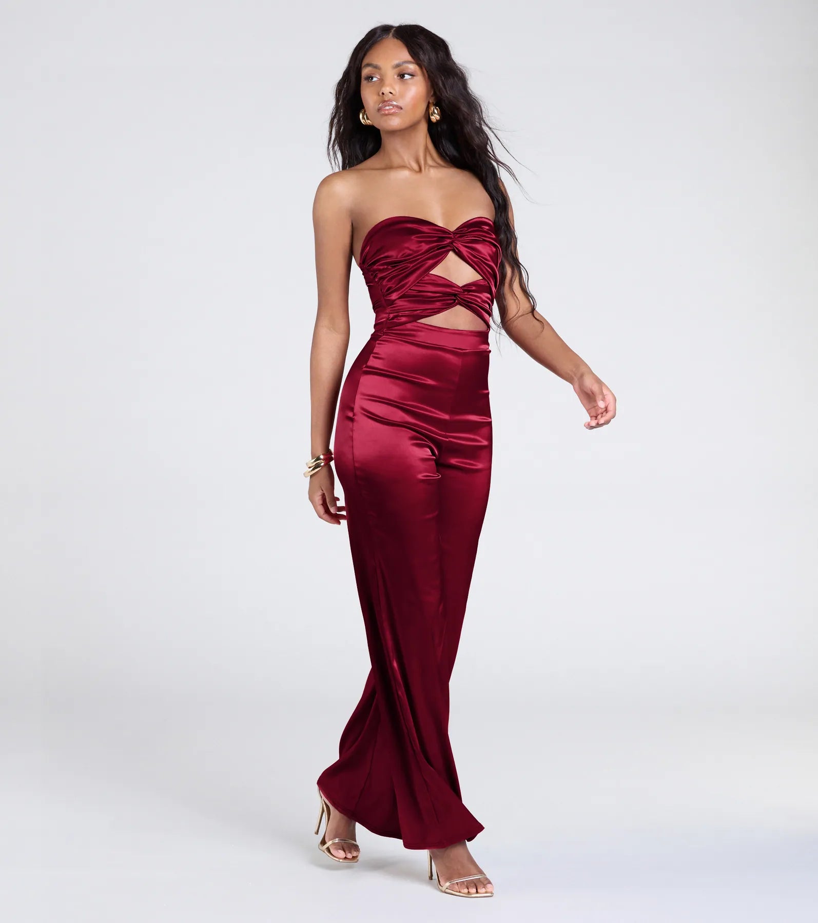 Looking Luxe Cutout Satin Wide-Leg Jumpsuit - Image 4