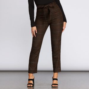 Plaid Perfection Tie Waist Pants
