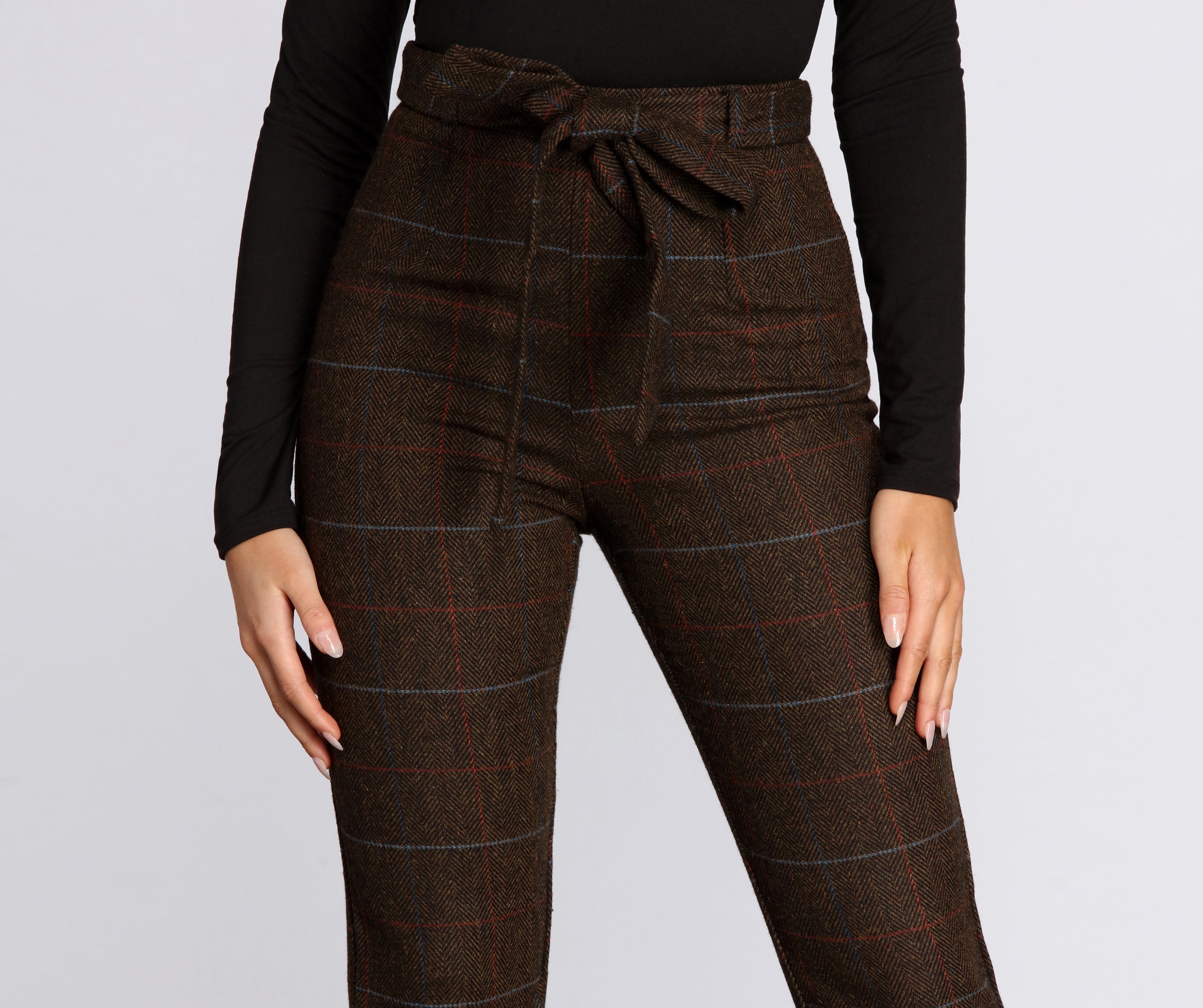 Plaid Perfection Tie Waist Pants - Image 4
