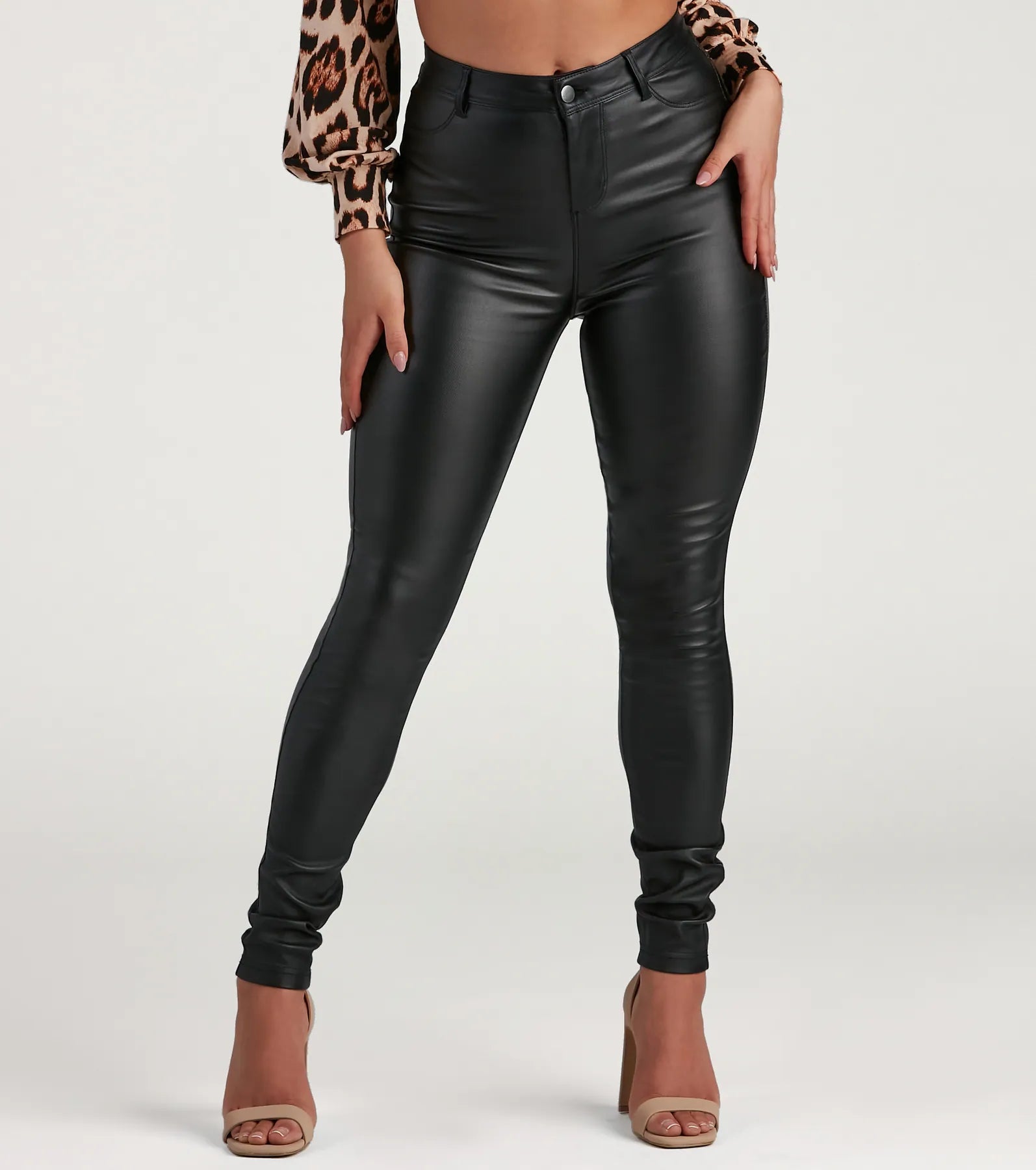 High-Rise Coated Skinny Pants - Image 2