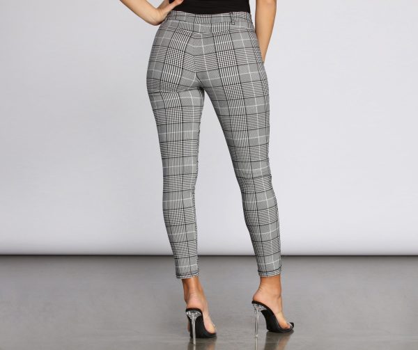 High Rise Plaid Skinny Pants - Image 2