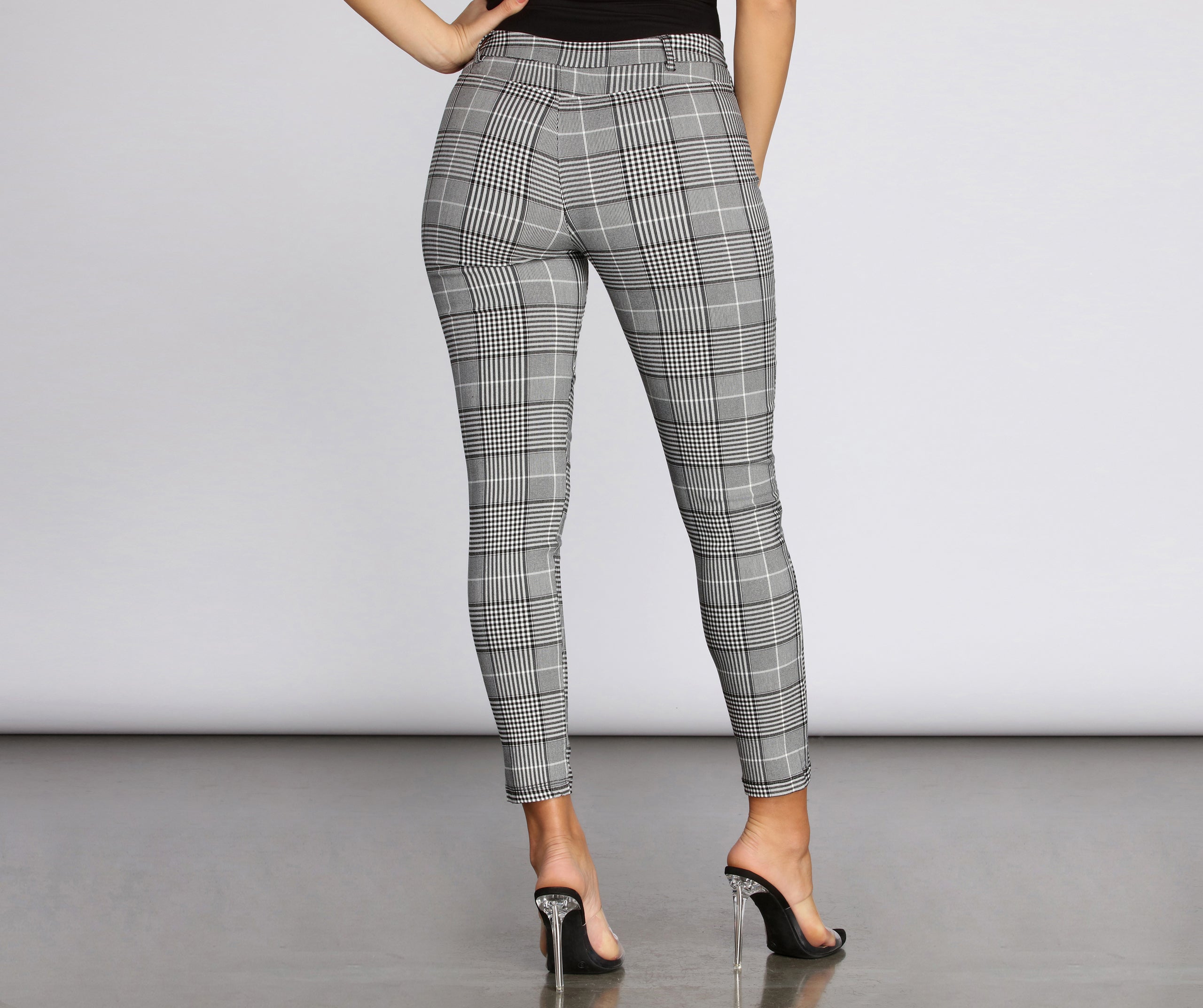 High Rise Plaid Skinny Pants - Image 2
