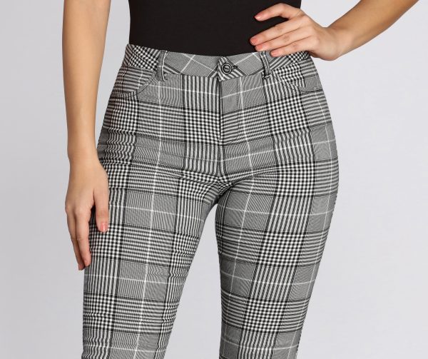 High Rise Plaid Skinny Pants - Image 4